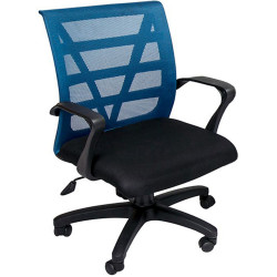 Rapidline Vienna Office Chair Medium Mesh Back With Arms Fabric Seat Blue Mesh Back