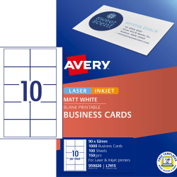 Avery Business Cards Laser Inkjet Labels White L7415 90x52mm 10UP 1000 Cards