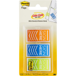 Post-It 2-SH-OBL Prioritization Flags 25x43mm Sign Here Assorted Pack of 60