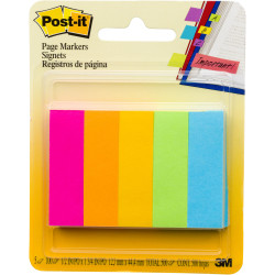 Post-It 670-5AN Page Markers 12x44mm Neon Assorted 100 Sheet Pad Pack of 5