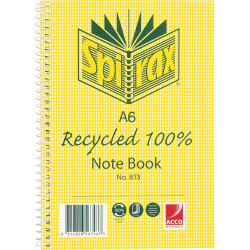 Spirax 813 Notebook A6 Ruled 100 Page 100% Recycled Side Bound