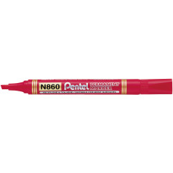 Pentel N860 Permanent Marker Chisel 1.5-4.5mm Red