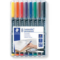 Staedtler 318 Lumocolor Pen Permanent Fine 0.6mm  Wallet of 8 Assorted