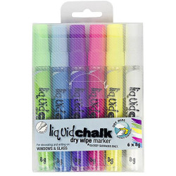 Texta Liquid Chalk Marker Dry Wipe Bullet 4.5mm Assorted Wallet Of 6