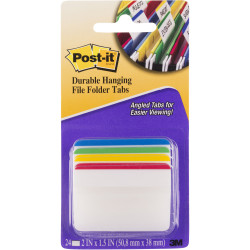 Post-It 686A-1 Durable Tabs Angled 50x38mm Primary Colours 4 Pad Pack of 24