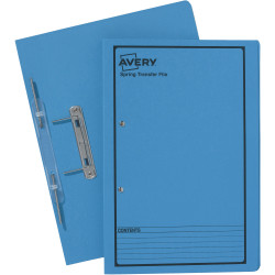Avery Spring Transfer File Foolscap Blue Printed Black