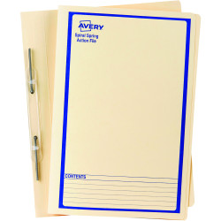 Avery Spiral Action File Foolscap Buff Printed Blue