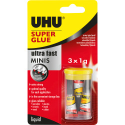 UHU Superglue Mini's 3x1ml Tubes Carded