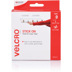 Velcro Brand Stick On Hook & Loop 19mmx1.8m Strip White Dispenser