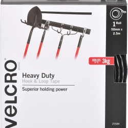 Velcro Brand Heavy Duty Hook & Loop 50mmx2.5m Fasteners Tape Black