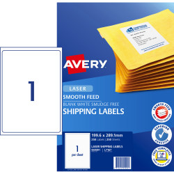 Avery Shipping Laser Labels White L7167 199.6x289.1mm 1UP 250 Labels 250 Sheets