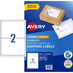 Avery Internet Shipping Laser & Inkjet Labels White L7168  199.6x143.5mm 2UP 20 Labels