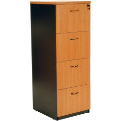 Logan Filing Cabinet 4 Drawer 476W x 550D x 1339mmH Beech And Ironstone