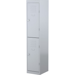 Steelco Steel Personnel Locker 2 Door 380W x 460D x 1830mmH Silver Grey