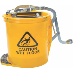 Cleanlink Heavy Duty Plastic Mop Bucket Metal Wringer 16L Yellow
