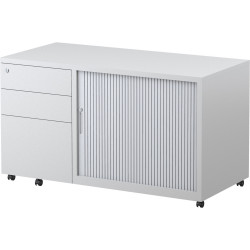 Steelco Trimline Mobile Caddy Left Hand Tambour Door 1050W x 500D x 615mmH White