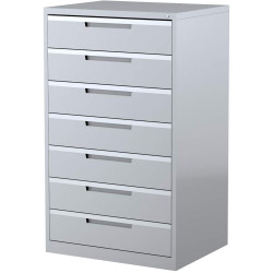 Steelco Steel Multimedia Storage Cabinet 7 Drawer 790W x 620D x 1370mmH Silver Grey