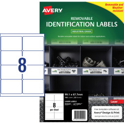 Avery Heavy Duty Removable Laser Labels White L4715 99.1x67.7mm 8UP 160 Labels