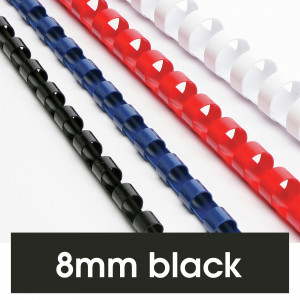 Rexel Plastic Binding Comb 8mm 45 Sheet Capacity Black Pack of 100