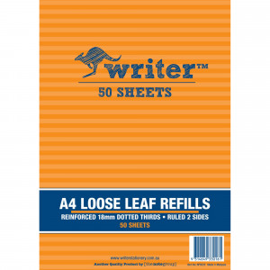 Writer Binder Refills A4 18mm Dotted Thirds Pack of 50