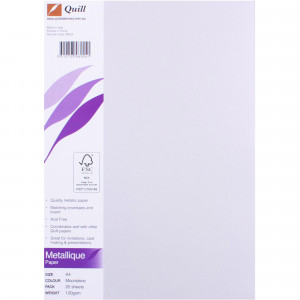 Quill Metallique Paper A4 120gsm Paper Moonstone Pack of 25