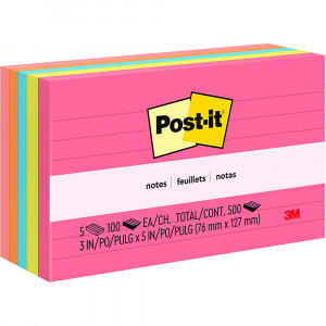 Post-It 635-5AN Lined Notes 73mmx123mm Poptimistic Pack of 5