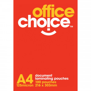 Office Choice Laminating Pouches A4 125 micron Pack of 100