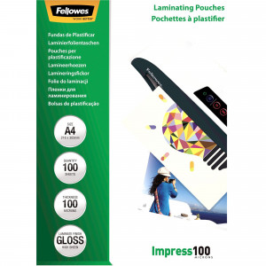 Fellowes Laminating Pouches A4 100 Micron Pack of 100