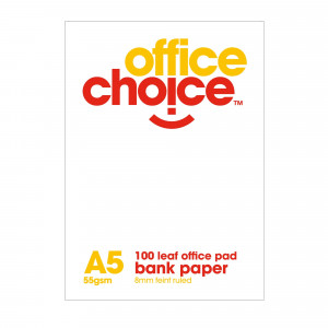 OFFICE CHOICE OFFICE PAD A5 100lf Bank Ruled 55gsm
