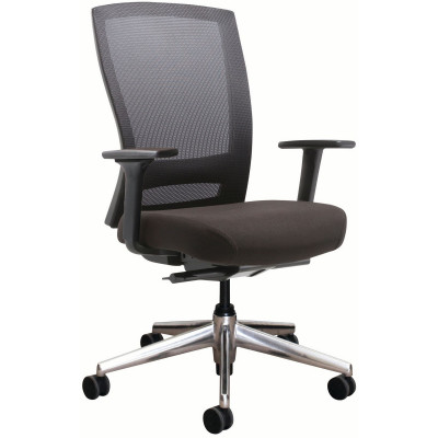 Buro Mentor Mesh Back Task Chair Aluminium Base With Arms Black Fabric Seat Mesh Back