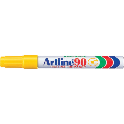 Artline 90 Permanent Markers Chisel 2-5mm Yellow Box Of 12