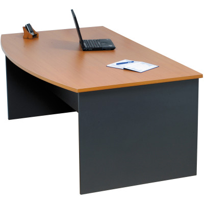 Logan Bow Front Desk 1800W x 900/1050D x 730mmH Beech And Ironstone