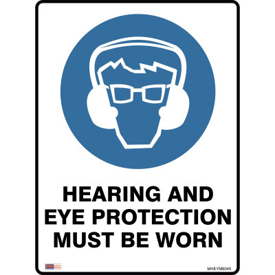 Zions Mandatory Sign Hearing & Eye Protection 450x600mm Polypropylene