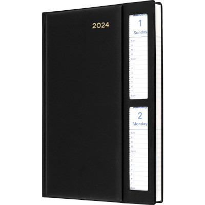 Collins Belmont Desk Diary A5 2 Days To Page WindowFaced Black