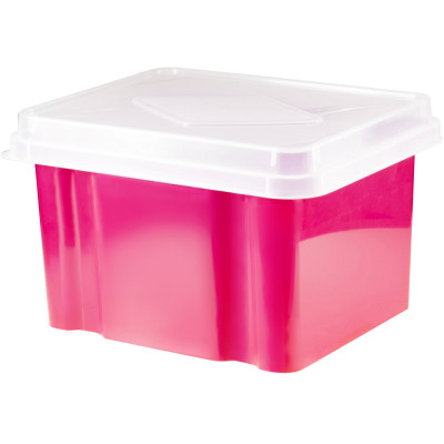Italplast 32 Litre Plastic Suspension File & Storage Box Watermelon Base Clear Lid