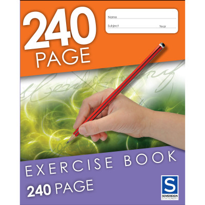 Sovereign Exercise Book 225x175mm 8mm Ruled 240 Page